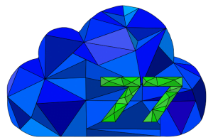 The Cloud77 logo of a blue, jewel-like cloud with the number 77 in green.
