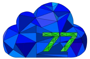 The Cloud77 logo of a blue, jewel-like cloud with the number 77 in green.